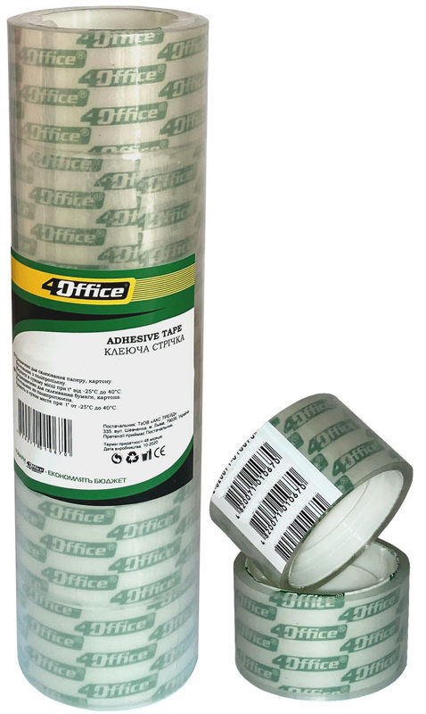 Клейка стрічка канцелярська 4OFFICE (4-389), 12мм х 20м, 38мкм, прозора